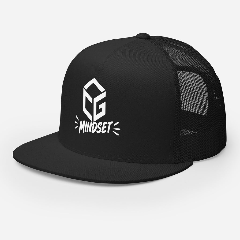 Casquette trucker noire CG Mindset, logo brodé, vue trois quarts