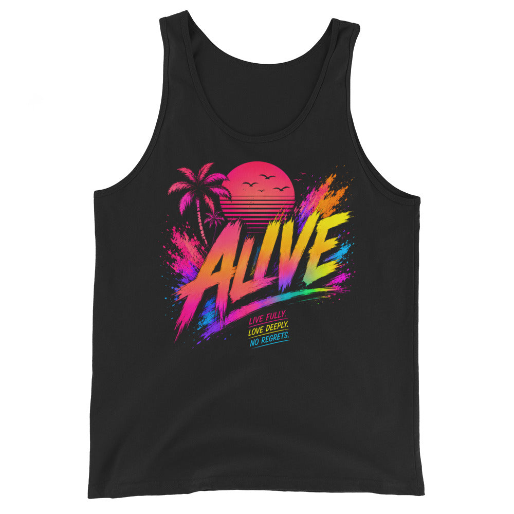 Débardeur homme noir CG Mindset imprimé ALIVE, vue de face