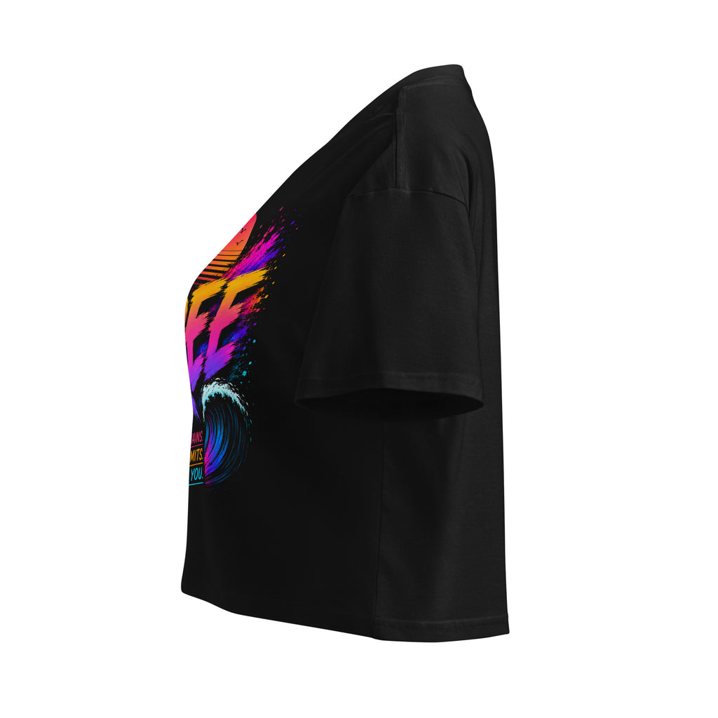 Crop top femme noir CG Mindset imprimé FREE, profil gauche