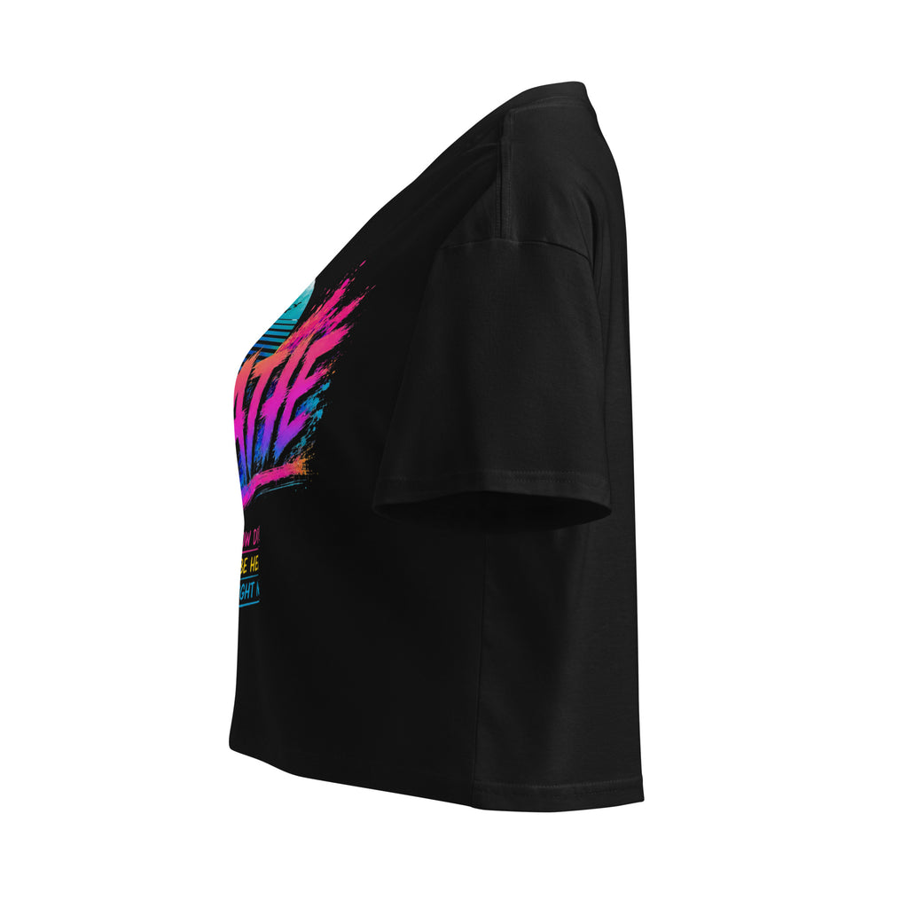 Crop top femme noir CG Mindset imprimé BREATHE, profil gauche