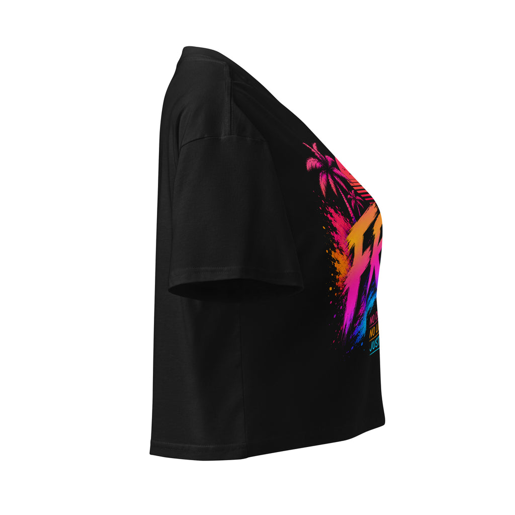Crop top femme noir CG Mindset imprimé FREE, profil droit