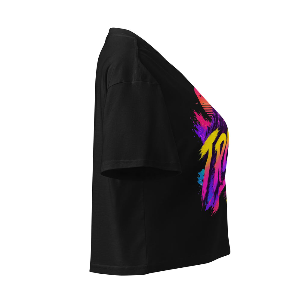 Crop top femme noir CG Mindset imprimé TRUST, profil droit
