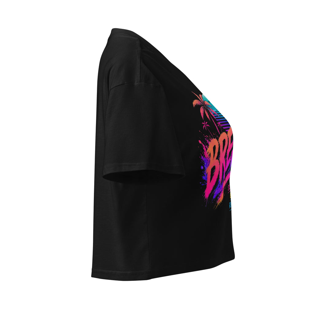 Crop top femme noir CG Mindset imprimé BREATHE, profil droit